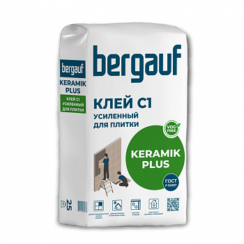 Клей цементный C1 Keramik Plus усиленный, д/керамогранита и кафеля 25кг /Bergauf /Бергауф (56)