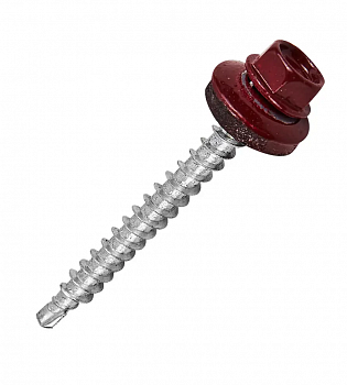 Саморез кровельный RAL 3005 (винно-красный) 4,8х50(51) с шайбой (150)