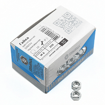Гайка оцинкованная М6 DIN 934 (1упак=200шт) коробка /SteelRex