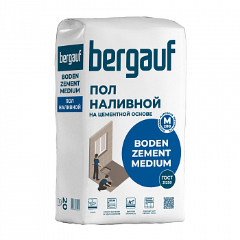 Пол цементный Boden Zement Medium наливной, толщина слоя 5-60мм, 20кг /Bergauf /Бергауф (56)