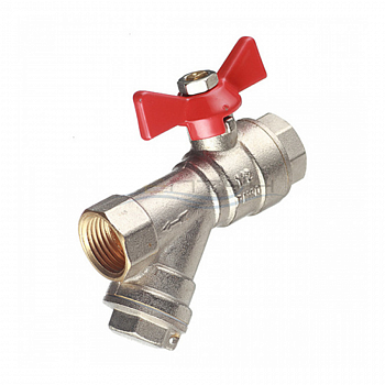 Кран шаровый  (15) 1/2" внутренняя/внутреня с фильтром бабочка, никель /Valtec VT.293 (1)