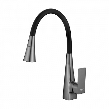 Смеситель для кухни, графит, латунь, гибкий излив /HAIBA HB73823-3