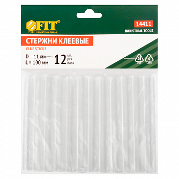 Стержни клеевые D=11мм, L=100мм, (12штук в упаковке) /FIT 14411