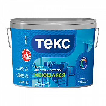 Краска водно-дисперсионная моющаяся, база А, 9л (14,2кг) ПРОФИ /ТЕКС (44/1)
