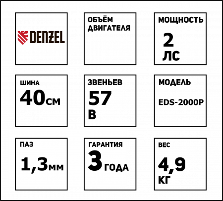 ЦБ-00058887-ЕТ112-Схема Пила цепная электрическая 2кВт, шина 40см, шаг 3.8, паз 1,3мм, 57 звеньев EDS-2000Р Denzel 95616 (1)