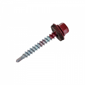 Саморез кровельный RAL 3005 (винно-красный) 4,8х35 с шайбой (200)