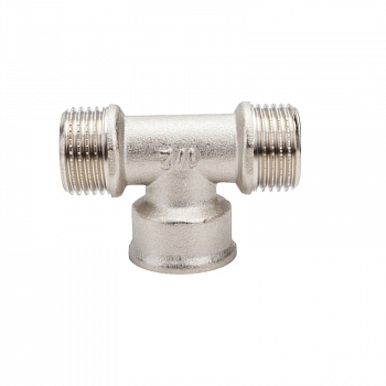 Тройник (15) 1/2" НР/ВН/НР латунь никелированная /PROFLINE УТ-00036411 (1)