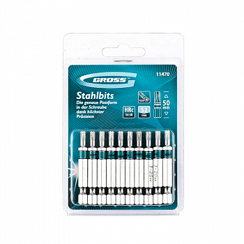 Бита 1/4" Torx 20- 50мм односторонняя, сталь S2 (Поштучно, 10шт в блистере) /GROSS 11470 (10)