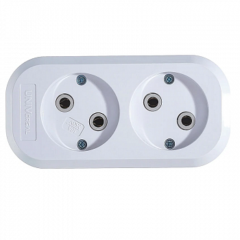 Колодка удлинителя, 2 гнезда, без заземления, 230В, 10А, белая /UNIVersal E202 (1)