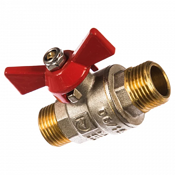 Кран шаровый (15) 1/2" НР/НР бабочка, никель /Valtec VT.219.N.04