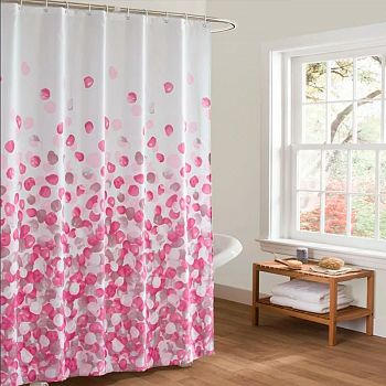 Штора для ванной 180*180 "Pink pearl" с кольцами /Gota Rocio 00016224 (1)