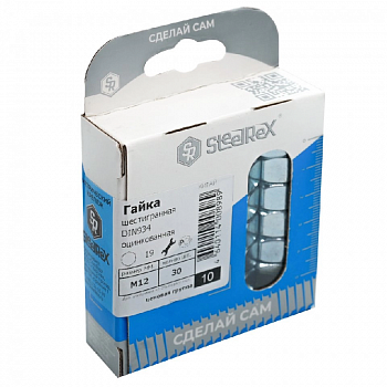 Гайка оцинкованная М12 DIN 934 (1упак=30шт) коробка /SteelRex