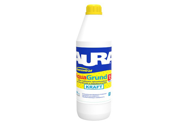 Грунтовка 1л концентрат (1 5) глубокопроникающая KRAFT  AURA