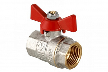 Кран шаровый (20) 3/4" НР/НР бабочка, никель /Valtec VT.219.N.05